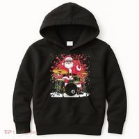 Christmas Drummer Funny Santa Claus On Drums For Music Lover Kids Hoodie thumb 0