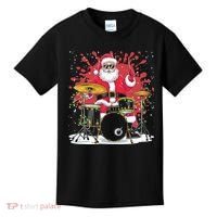 Christmas Drummer Funny Santa Claus On Drums For Music Lover Kids T-Shirt thumb 0