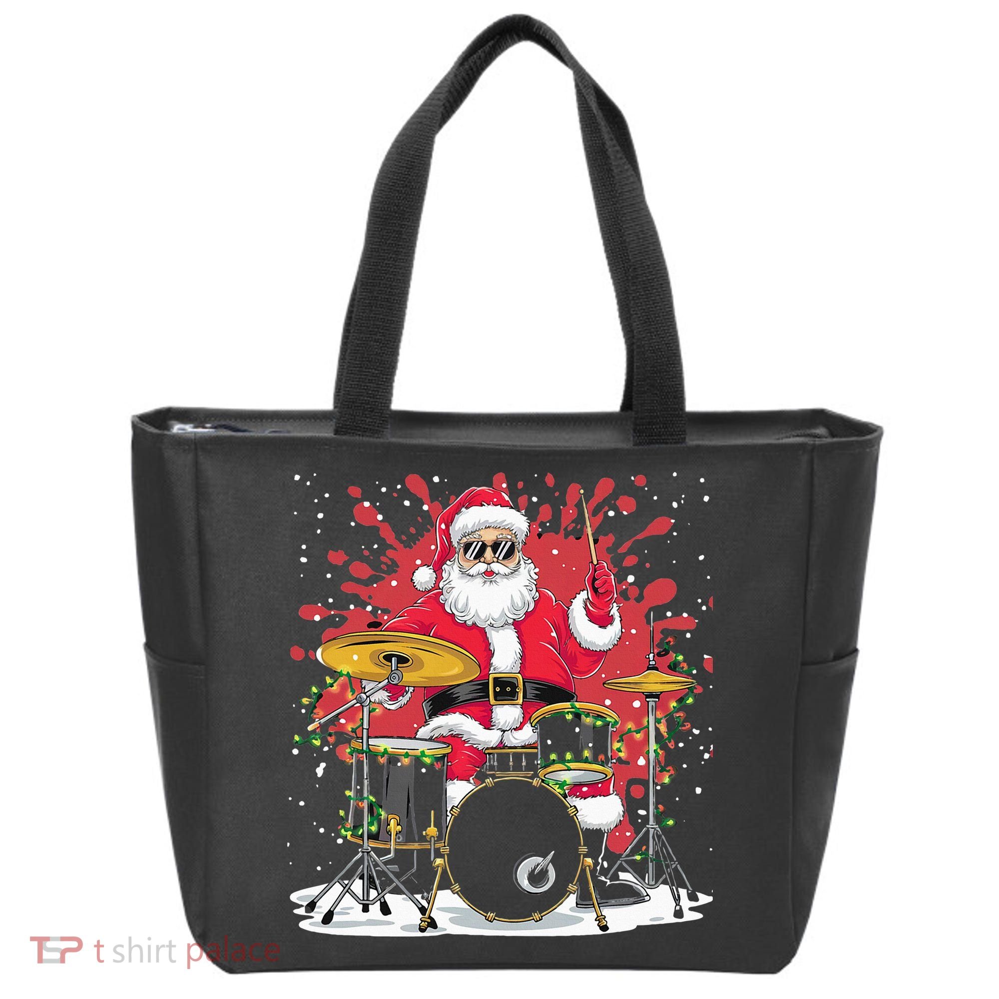 Christmas Drummer Funny Santa Claus On Drums For Music Lover Tote Bag