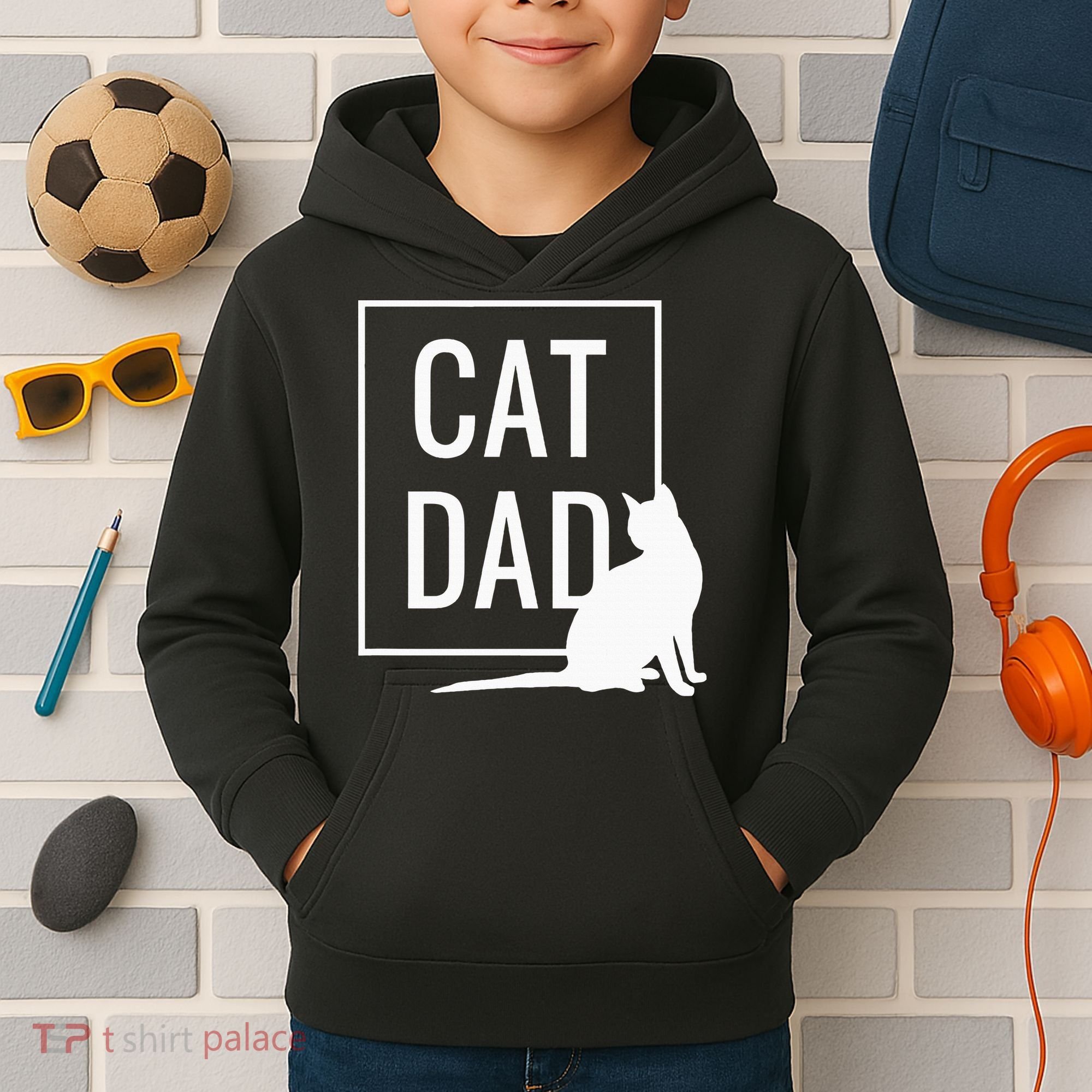 Cat Dad Funny Cat Owner Father Kids Hoodie
