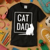 Cat Dad Funny Cat Owner Father Kids T-Shirt thumb 3