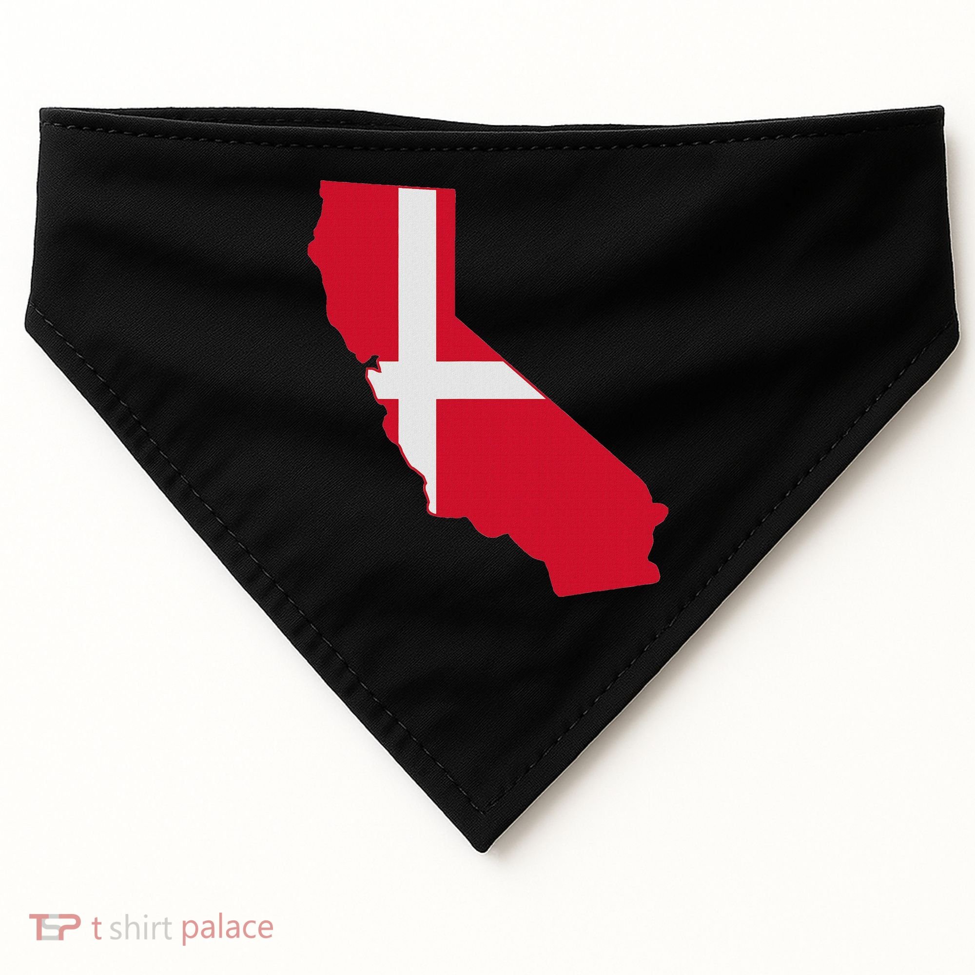 California Denmark Flag Map USA-Made Doggie Bandana