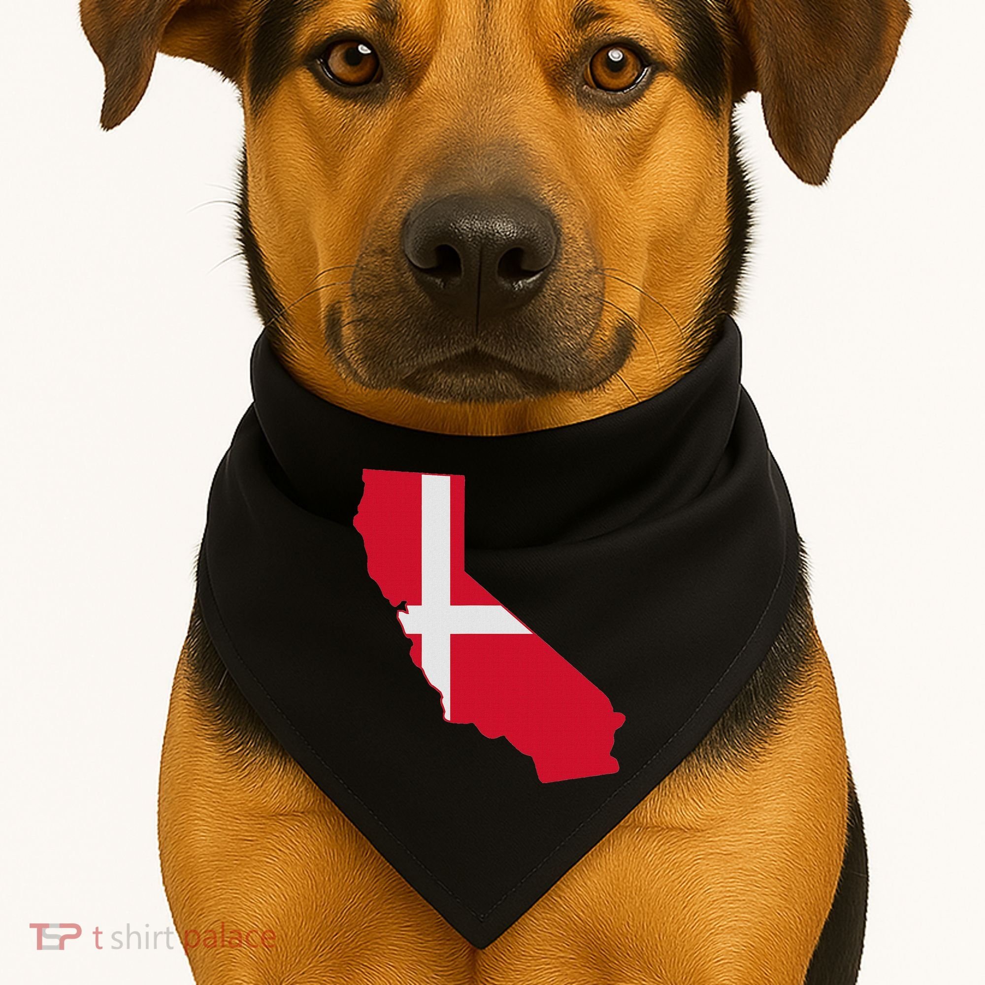 California Denmark Flag Map USA-Made Doggie Bandana