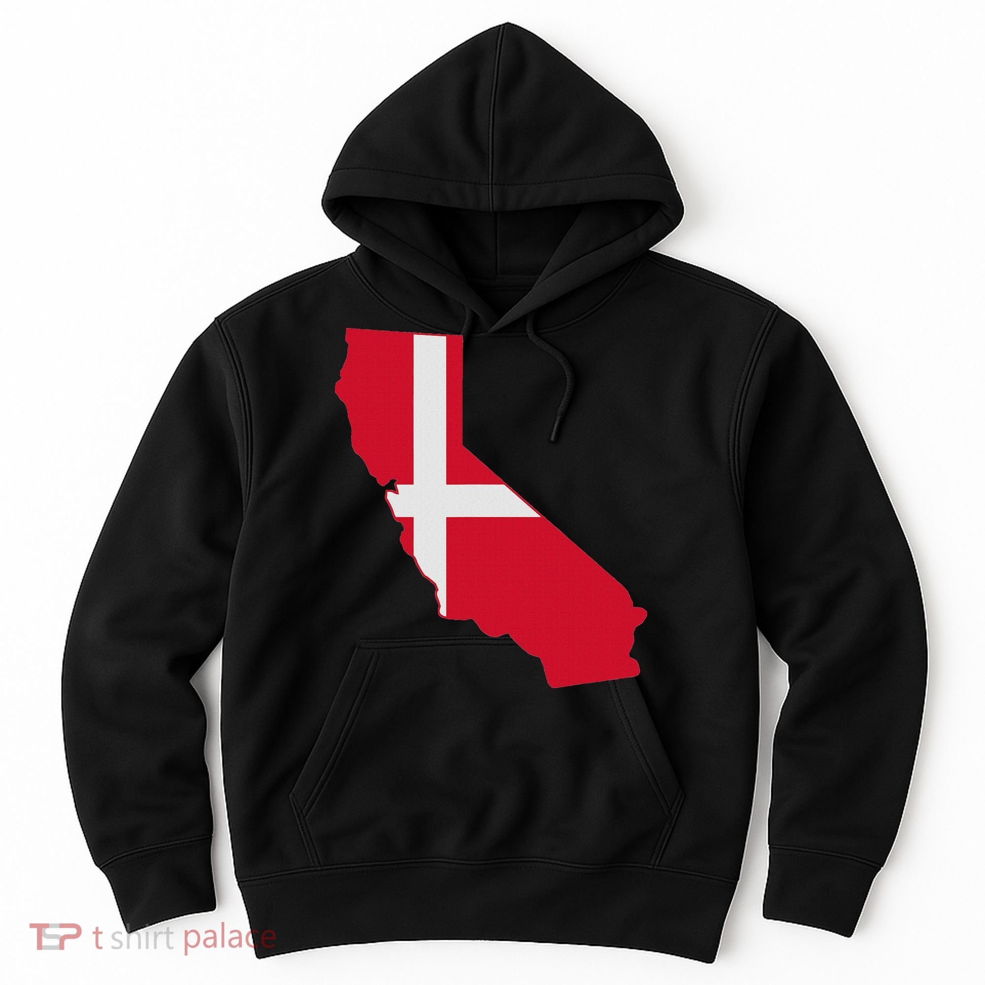 California Denmark Flag Map Hoodie