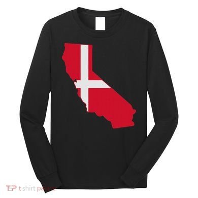 California Denmark Flag Map Long Sleeve Shirt