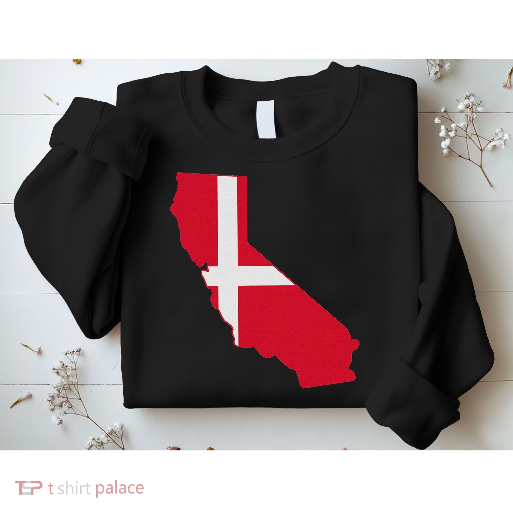 California Denmark Flag Map Sweatshirt