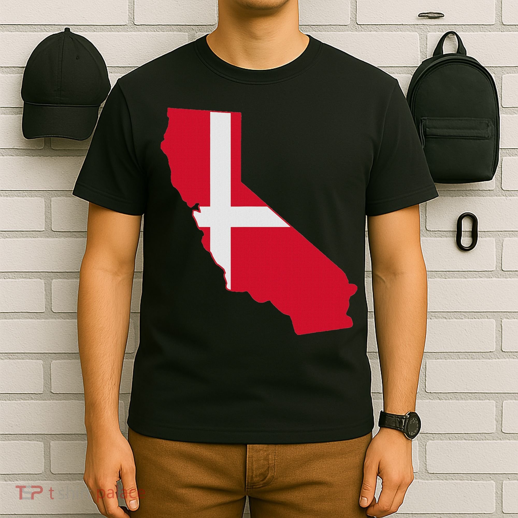 California Denmark Flag Map T-Shirt