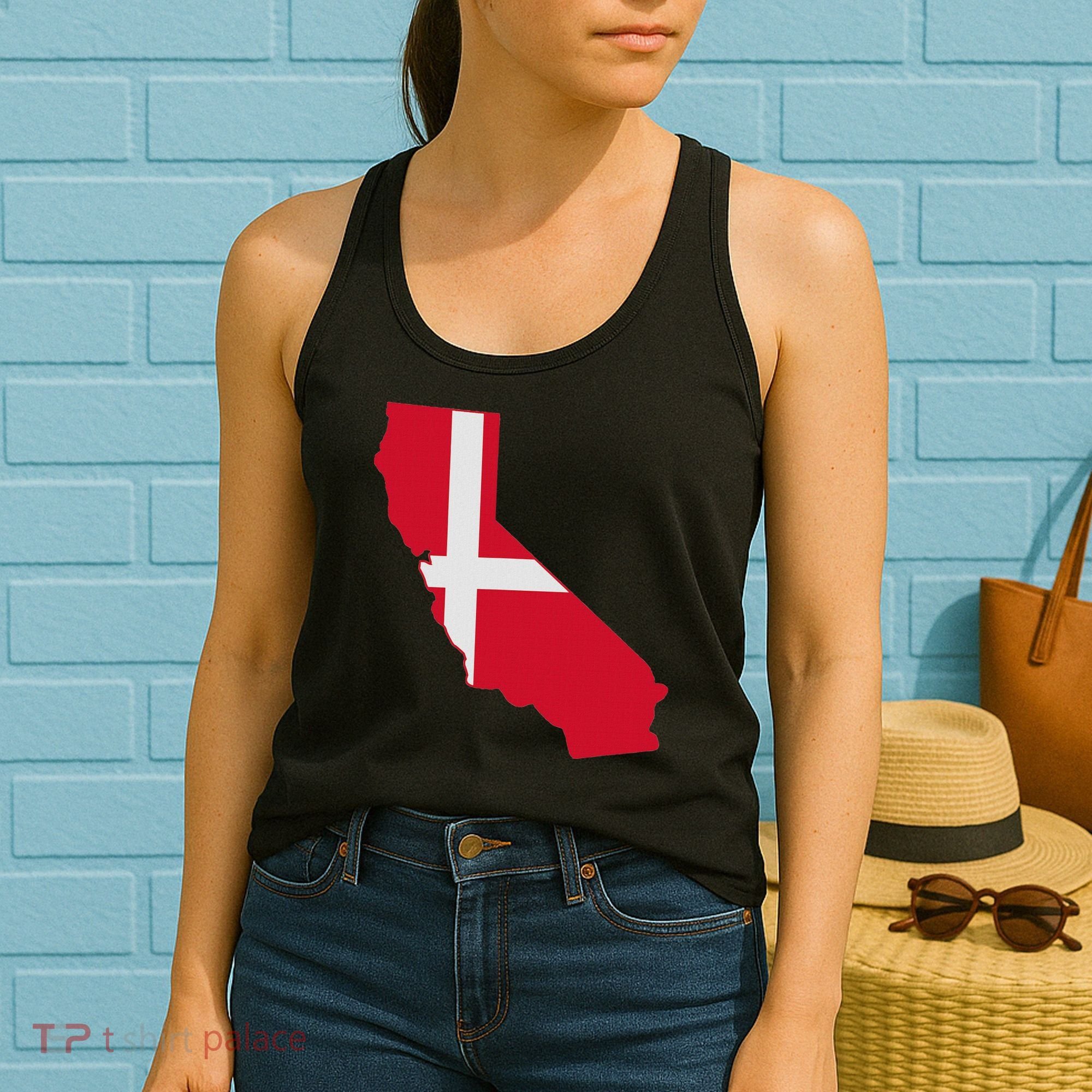 California Denmark Flag Map Women's Tank Top