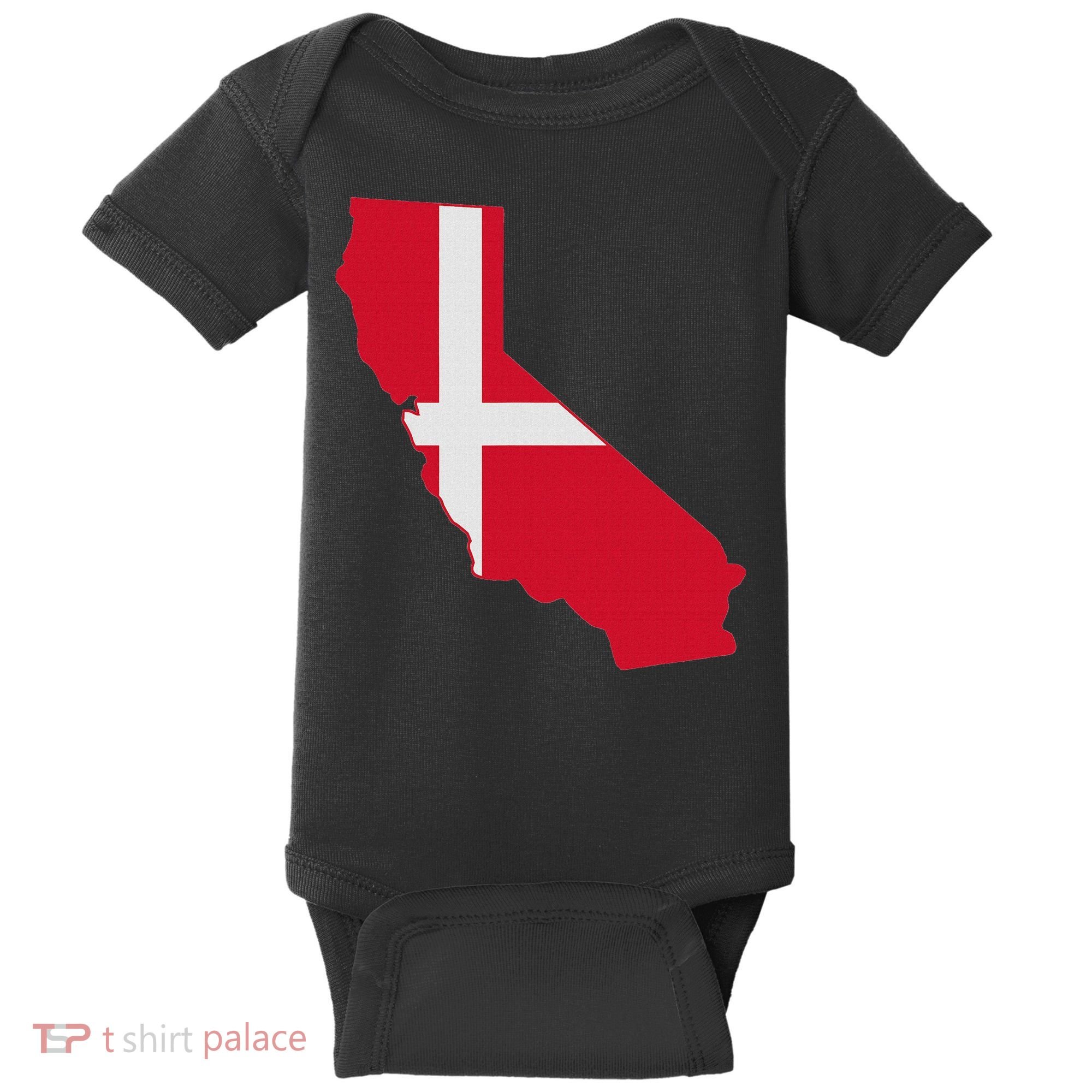 California Denmark Flag Map Baby Bodysuit