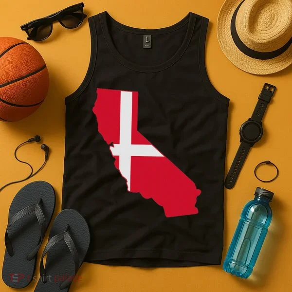 California Denmark Flag Map Tank Top