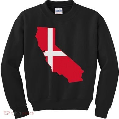 California Denmark Flag Map Kids Sweatshirt