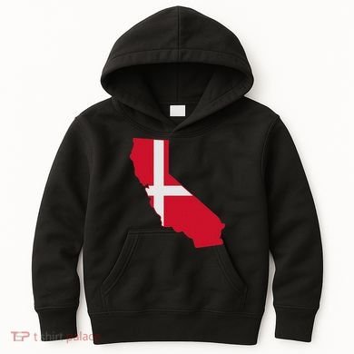 California Denmark Flag Map Kids Hoodie