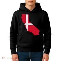 California Denmark Flag Map Kids Hoodie thumb 4