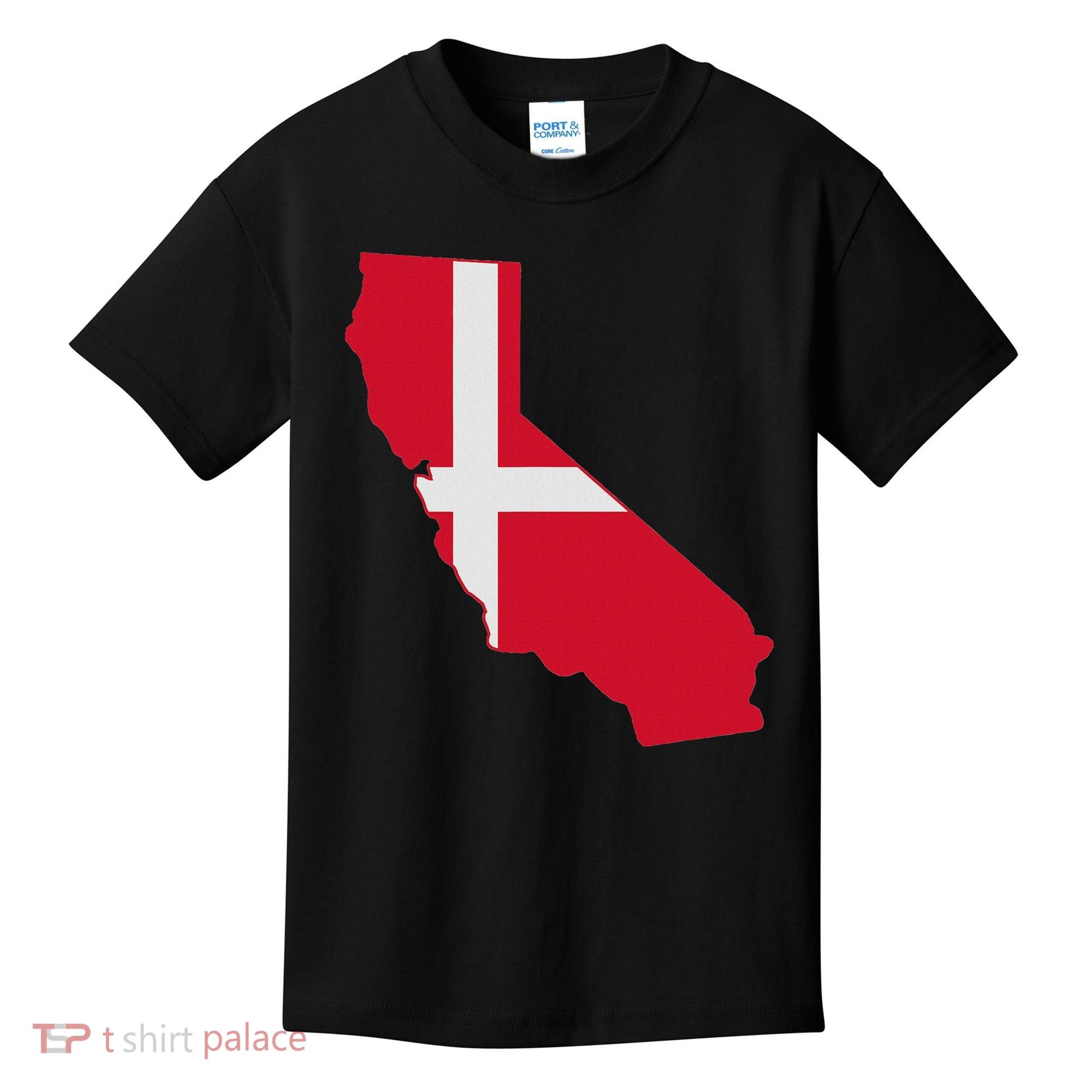 California Denmark Flag Map Kids T-Shirt