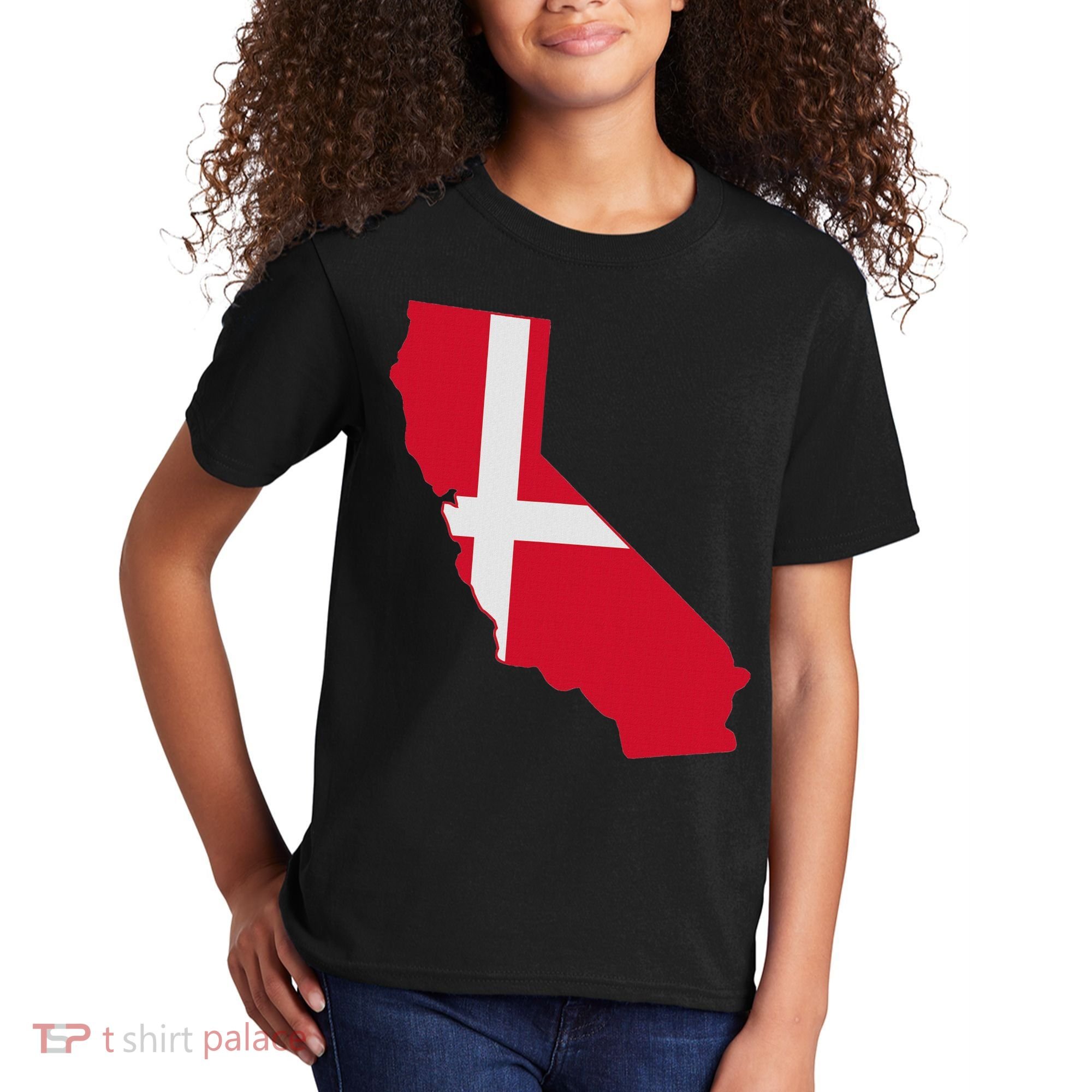 California Denmark Flag Map Kids T-Shirt