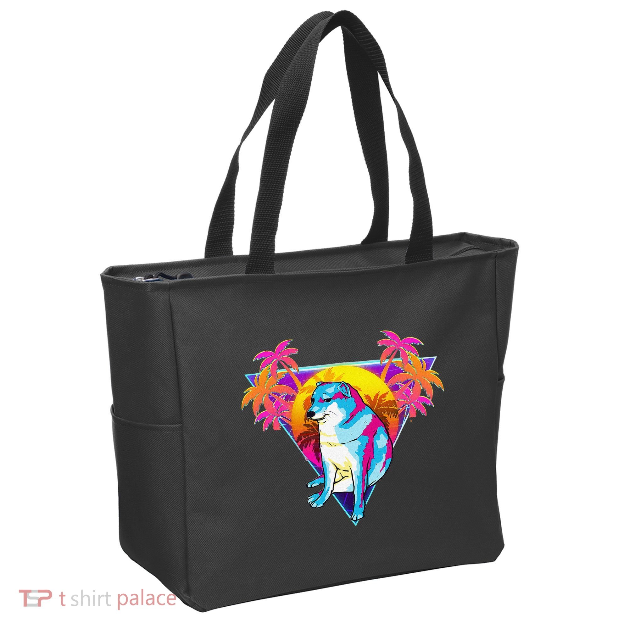 Cheems Dog Funny Shiba Inu Dank Meme 80s Retro Vaporwave Tote Bag