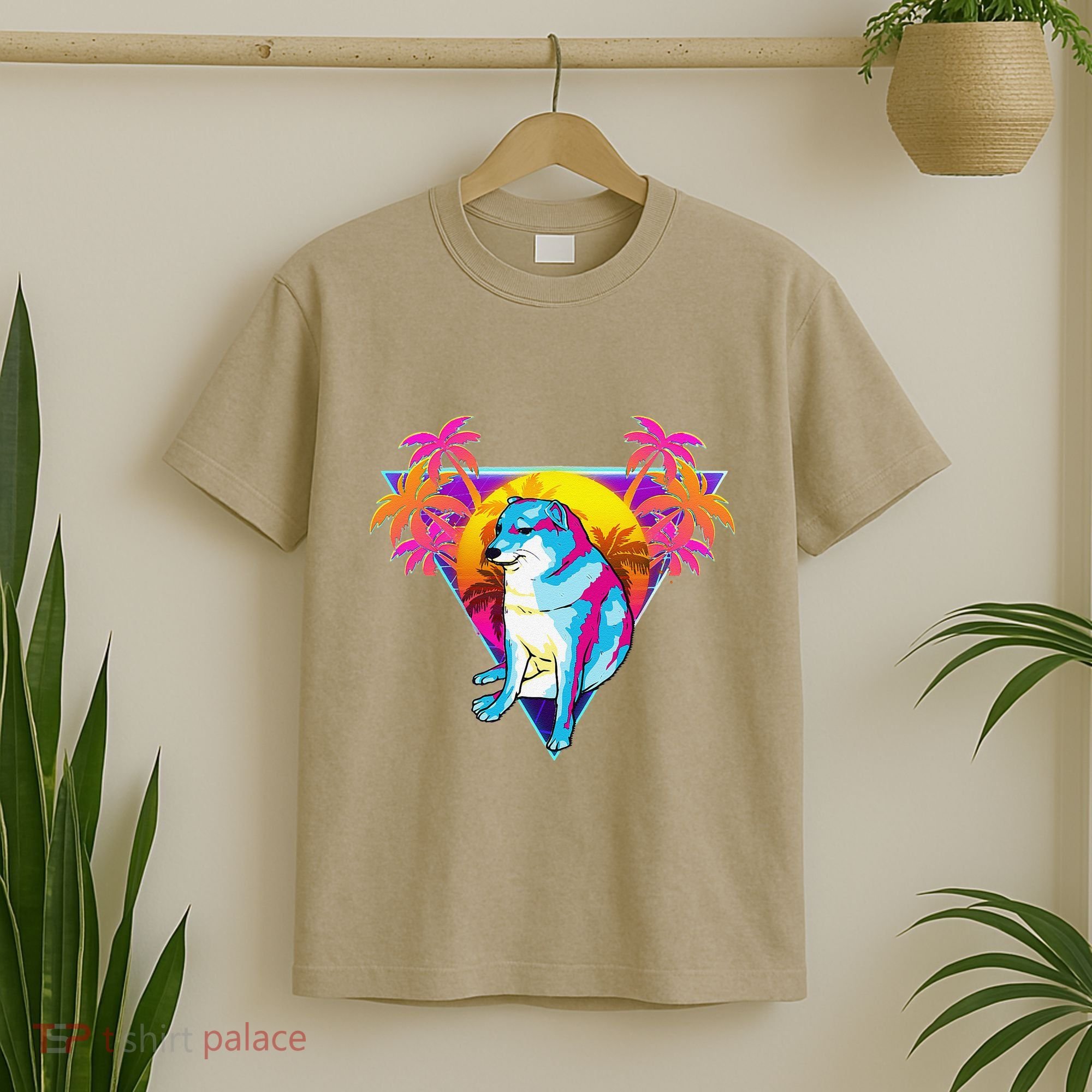 Cheems Dog Funny Shiba Inu Dank Meme 80s Retro Vaporwave T-Shirt