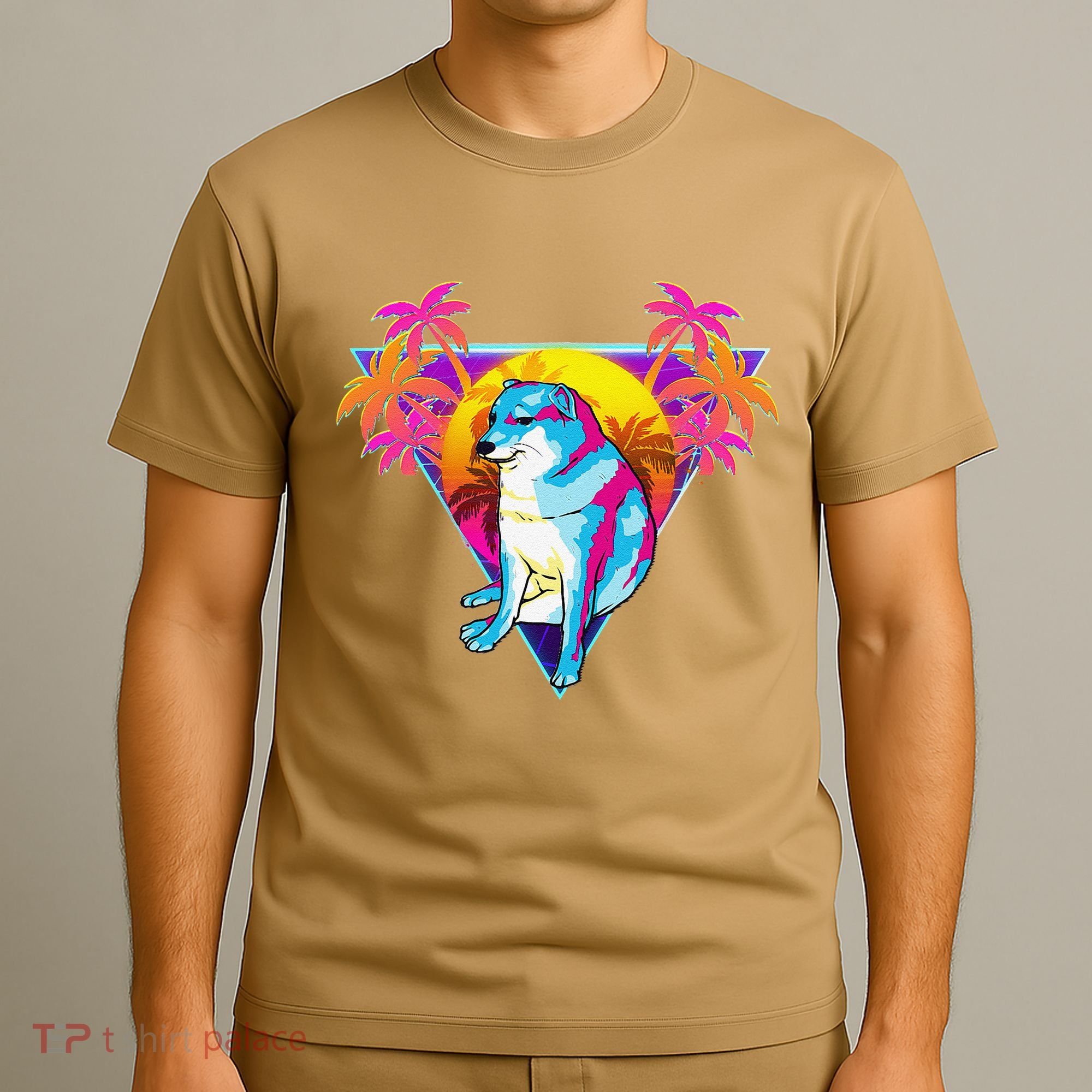 Cheems Dog Funny Shiba Inu Dank Meme 80s Retro Vaporwave T-Shirt