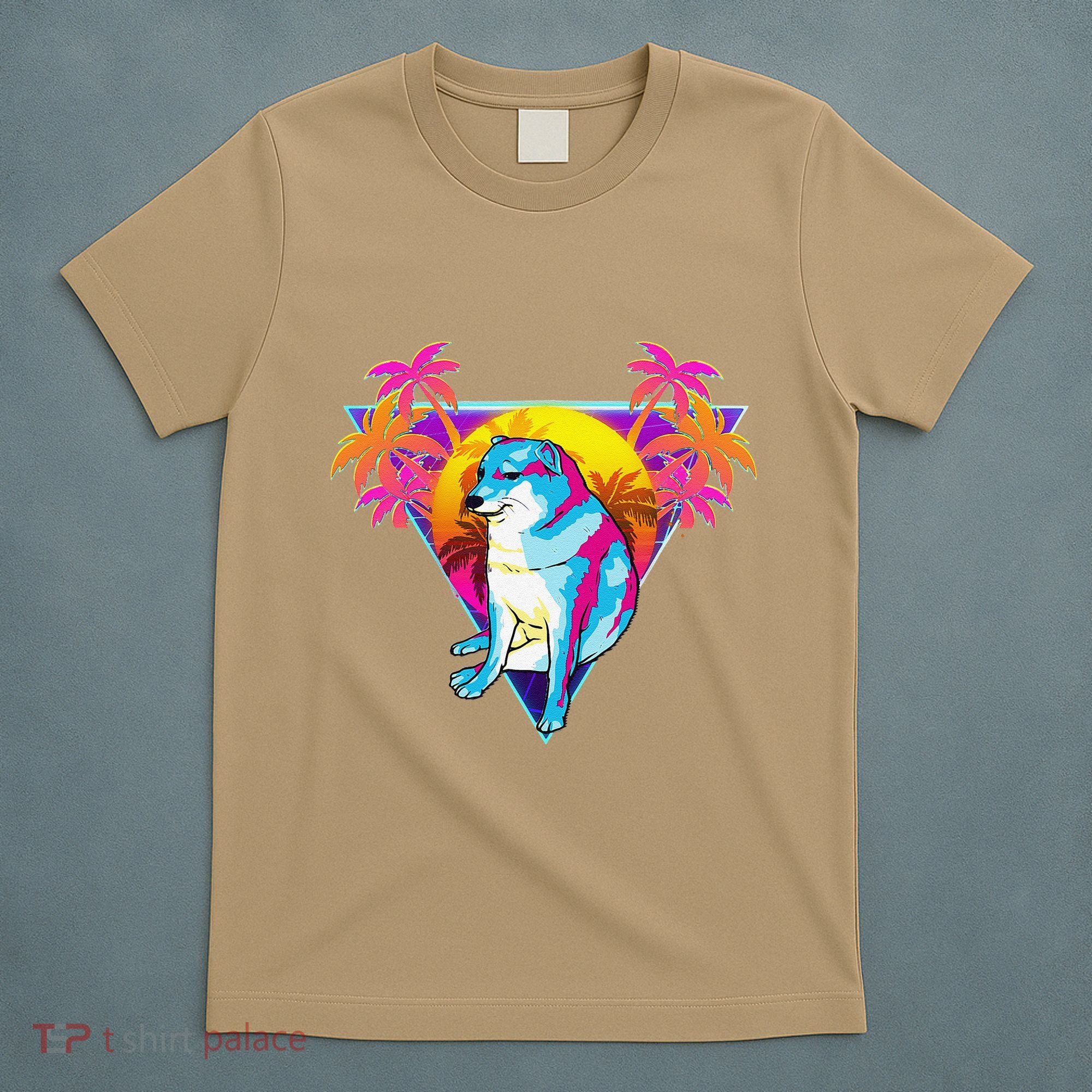 Cheems Dog Funny Shiba Inu Dank Meme 80s Retro Vaporwave T-Shirt