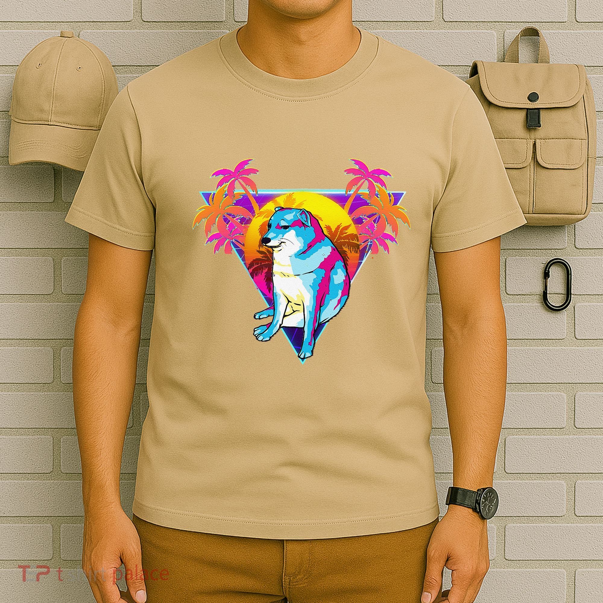 Cheems Dog Funny Shiba Inu Dank Meme 80s Retro Vaporwave T-Shirt