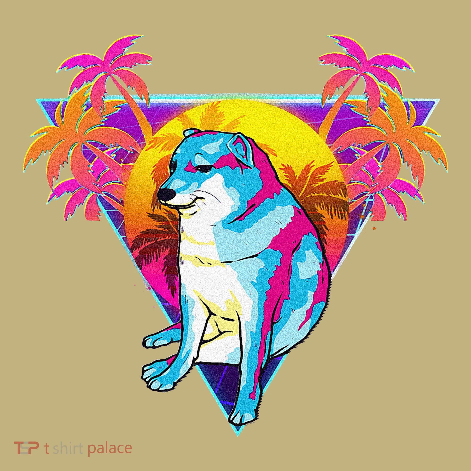 Cheems Dog Funny Shiba Inu Dank Meme 80s Retro Vaporwave T-Shirt