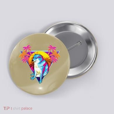 Cheems Dog Funny Shiba Inu Dank Meme 80s Retro Vaporwave Button