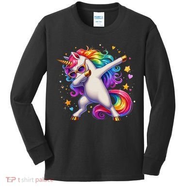 Cute Dab Funny Dabbing Unicorn Kids Long Sleeve Shirt