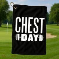 Chest Day Gym Workout Golf Towel thumb 1