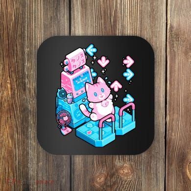 Cute Dancing Game Kitty Coaster