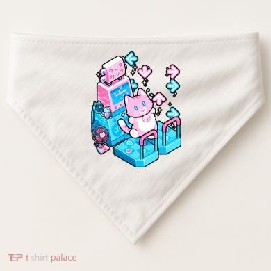 Cute Dancing Game Kitty USA-Made Doggie Bandana