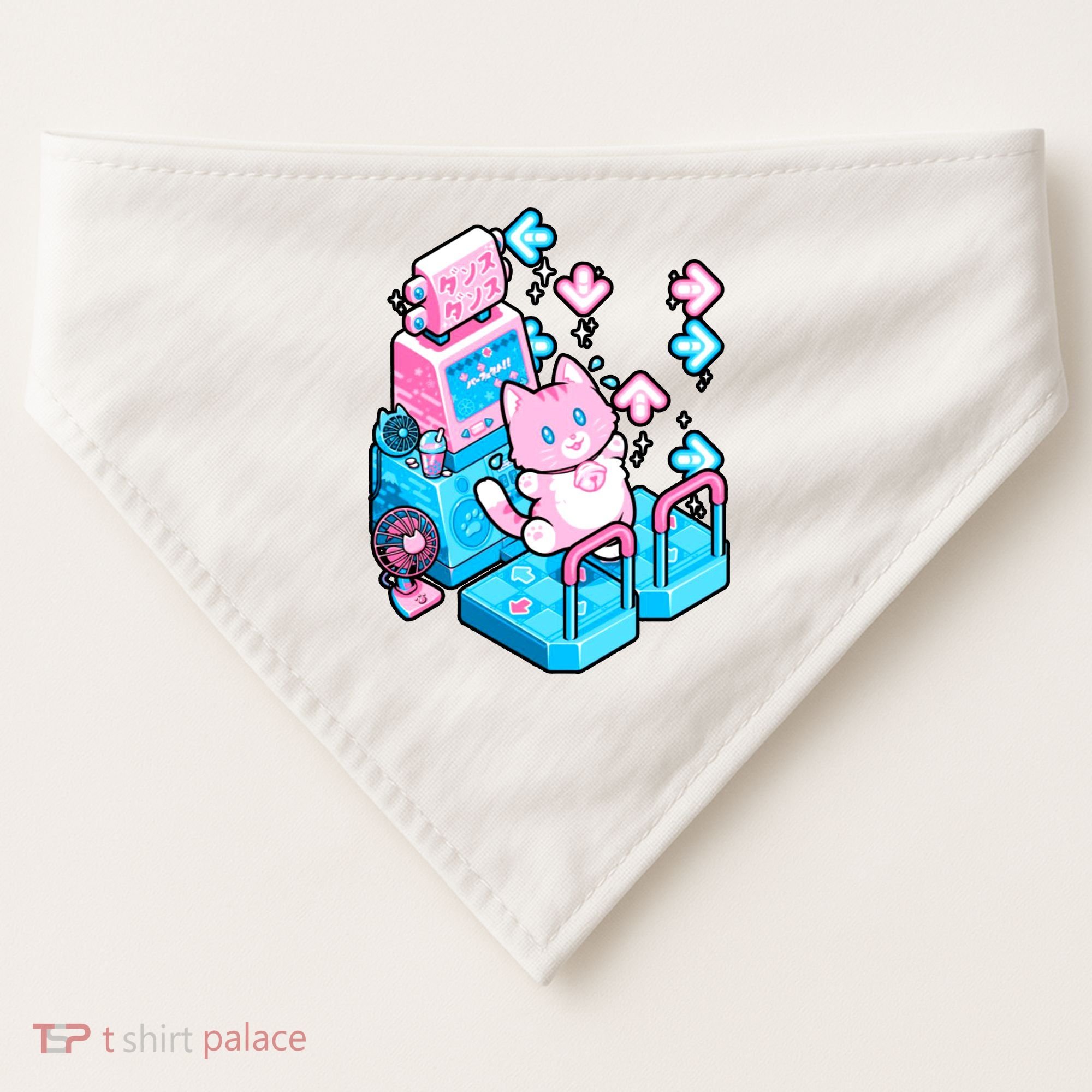 Cute Dancing Game Kitty USA-Made Doggie Bandana