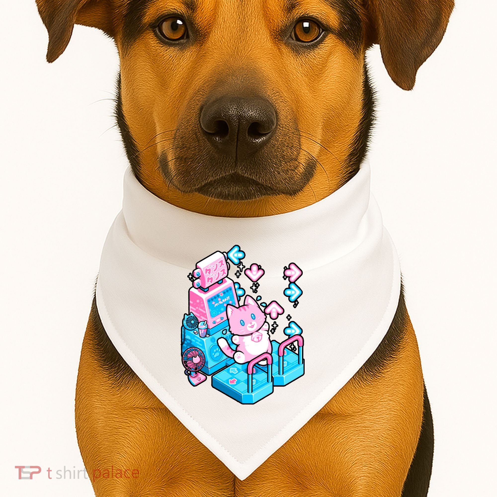 Cute Dancing Game Kitty USA-Made Doggie Bandana