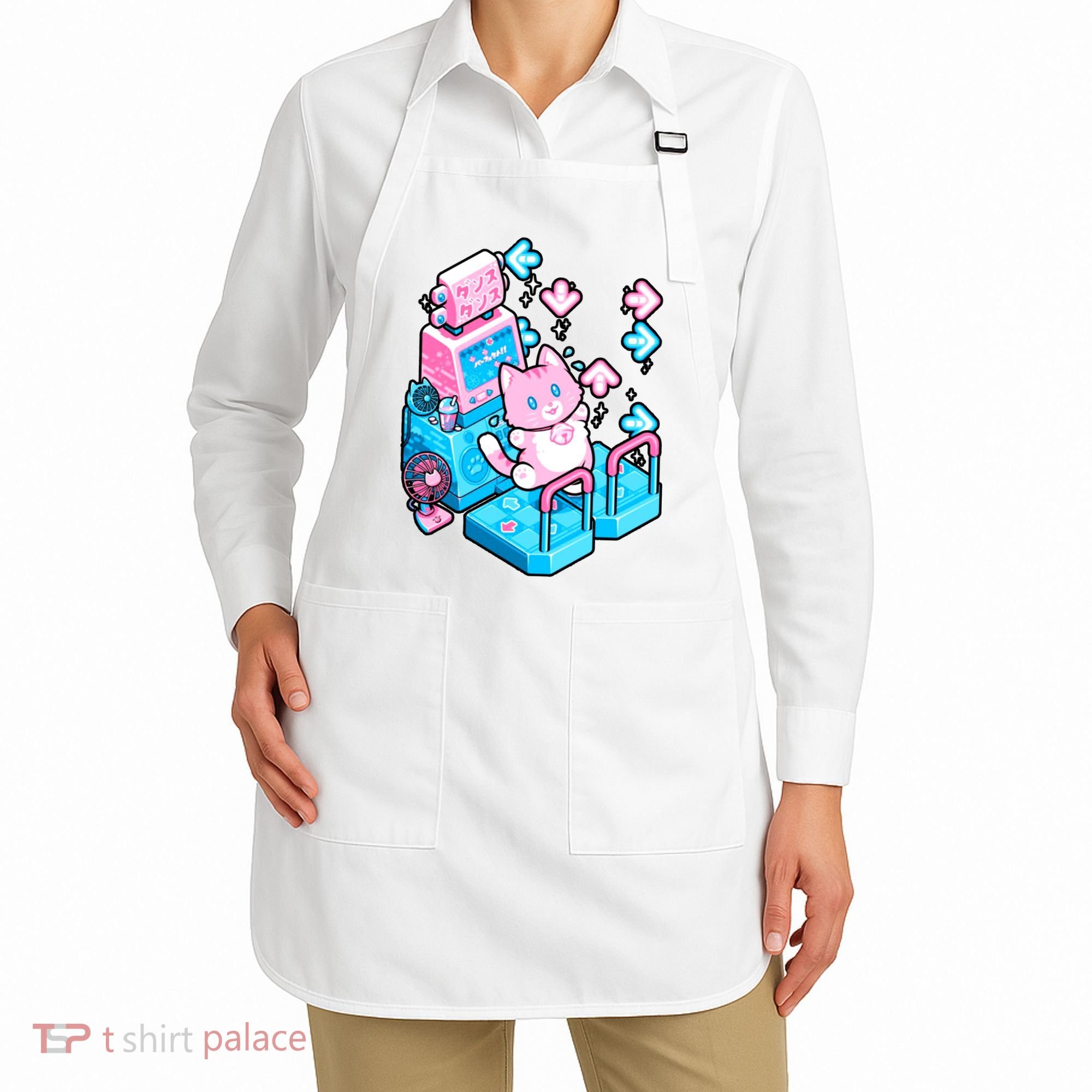 Cute Dancing Game Kitty Apron