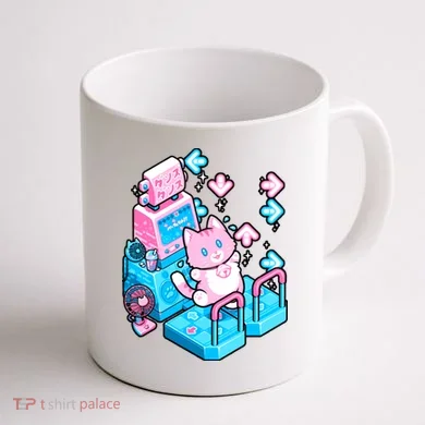 Cute Dancing Game Kitty Coffee Mug back