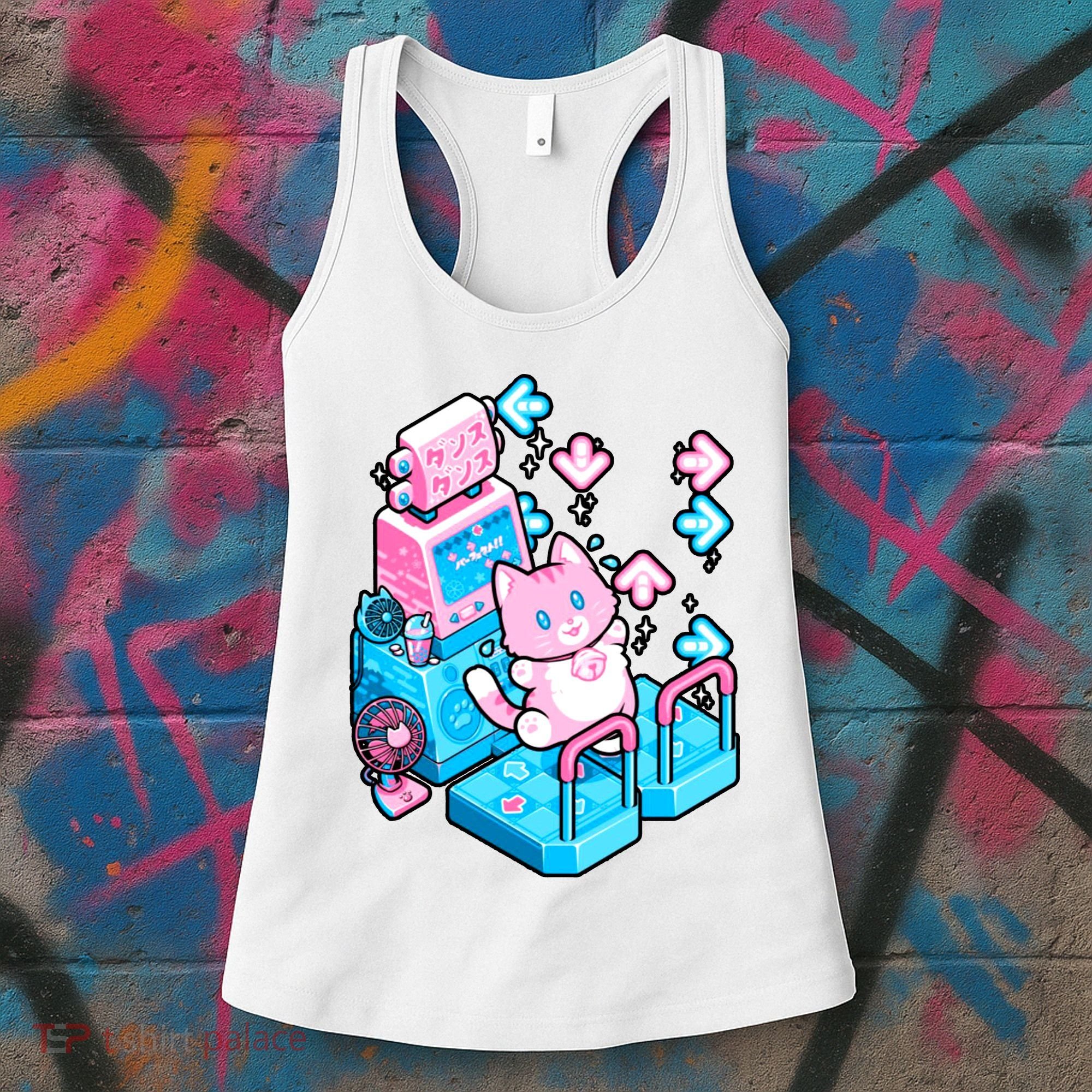 Cute Dancing Game Kitty Women's Tank Top