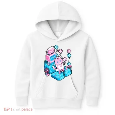 Cute Dancing Game Kitty Kids Hoodie