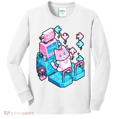 Cute Dancing Game Kitty Kids Long Sleeve Shirt