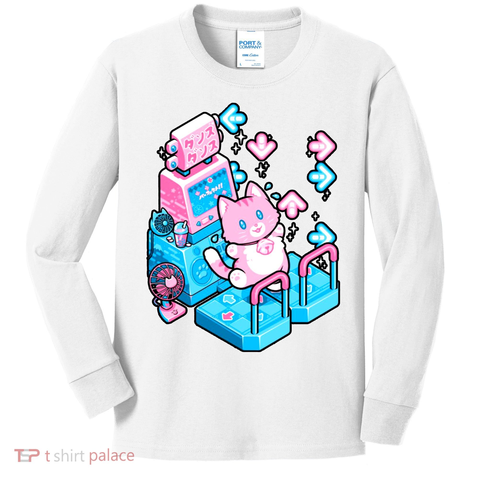 Cute Dancing Game Kitty Kids Long Sleeve Shirt