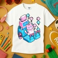 Cute Dancing Game Kitty Kids T-Shirt thumb 3