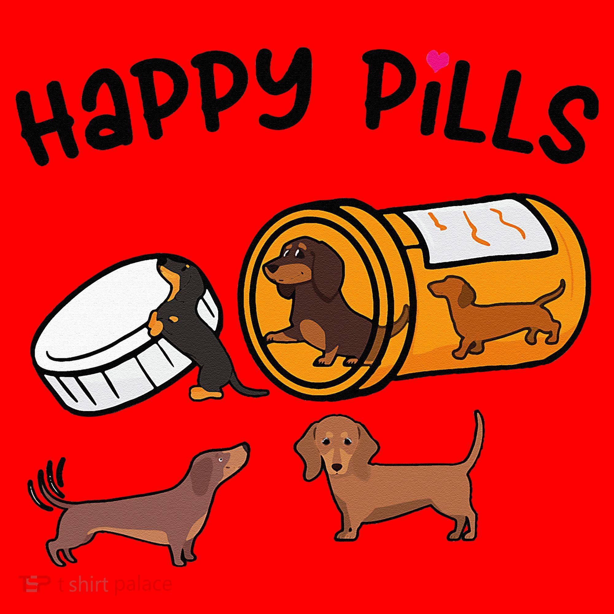 Cute Dachshund Happy Pills Funny Weiner Dog Mom Dad Lover Santa Hat