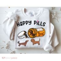 Cute Dachshund Happy Pills Funny Weiner Dog Mom Dad Lover Sweatshirt thumb 2