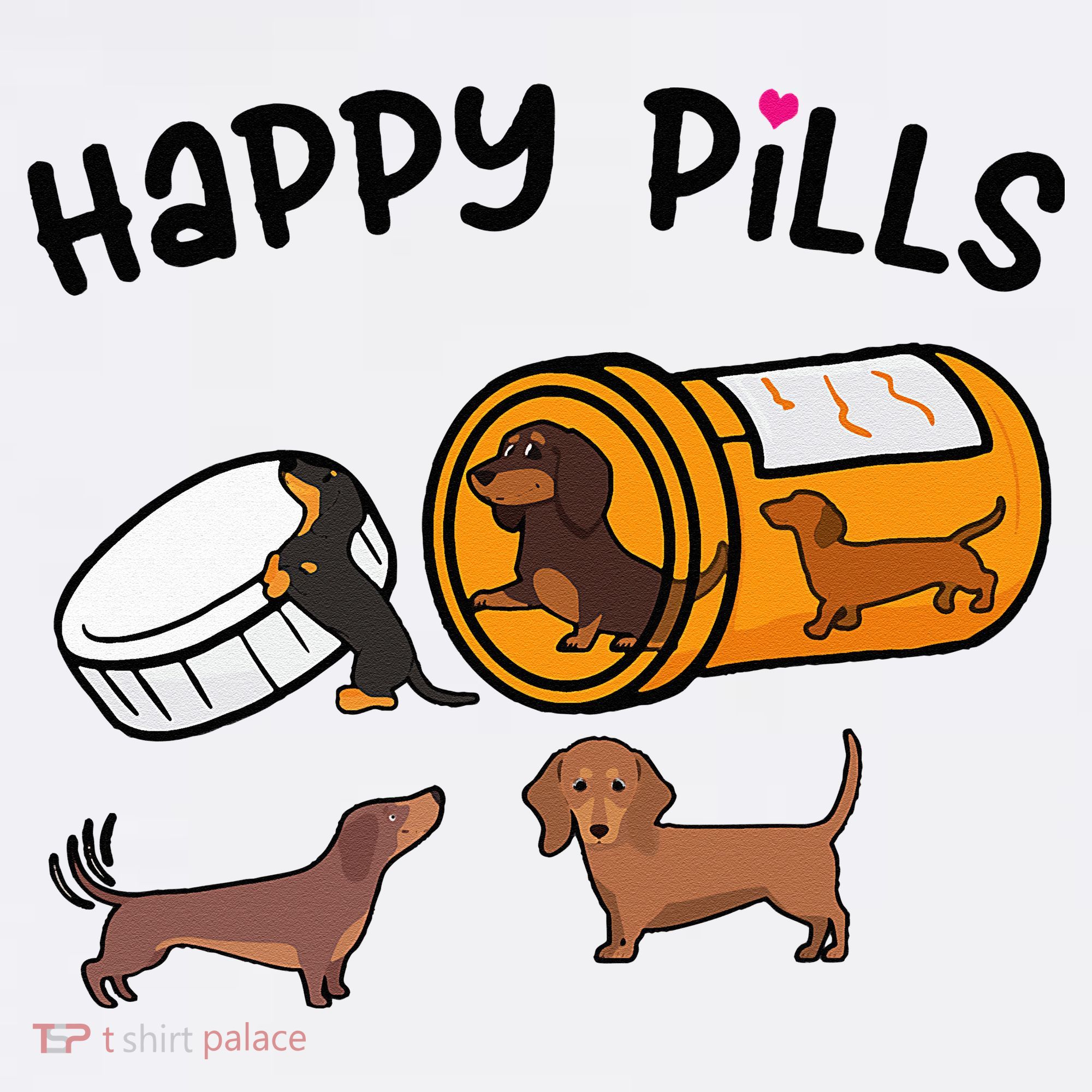 Cute Dachshund Happy Pills Funny Weiner Dog Mom Dad Lover Sweatshirt