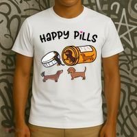 Cute Dachshund Happy Pills Funny Weiner Dog Mom Dad Lover T-Shirt thumb 3