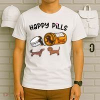 Cute Dachshund Happy Pills Funny Weiner Dog Mom Dad Lover T-Shirt thumb 6