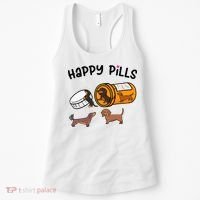 Cute Dachshund Happy Pills Funny Weiner Dog Mom Dad Lover Women's Tank Top thumb 0