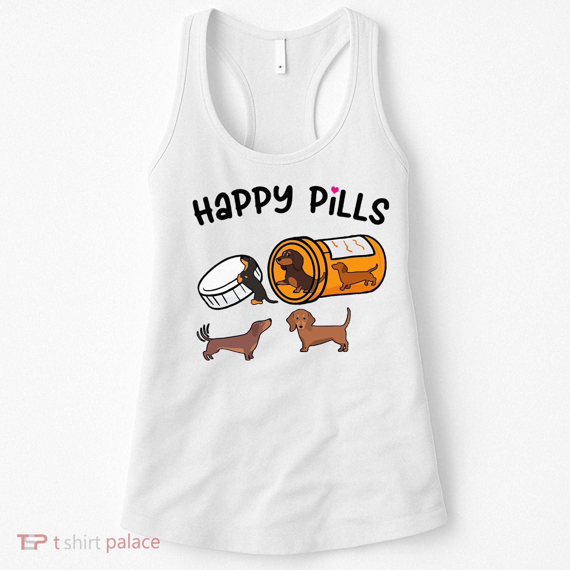 Cute Dachshund Happy Pills Funny Weiner Dog Mom Dad Lover Women's Tank Top