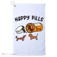 Cute Dachshund Happy Pills Funny Weiner Dog Mom Dad Lover Golf Towel thumb 0