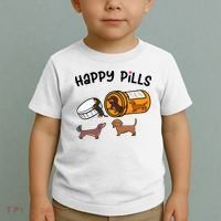Cute Dachshund Happy Pills Funny Weiner Dog Mom Dad Lover Toddler T-Shirt thumb 2