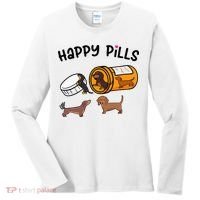 Cute Dachshund Happy Pills Funny Weiner Dog Mom Dad Lover Women's Long Sleeve Shirt thumb 0