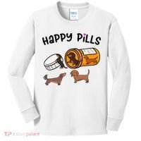 Cute Dachshund Happy Pills Funny Weiner Dog Mom Dad Lover Kids Long Sleeve Shirt thumb 0